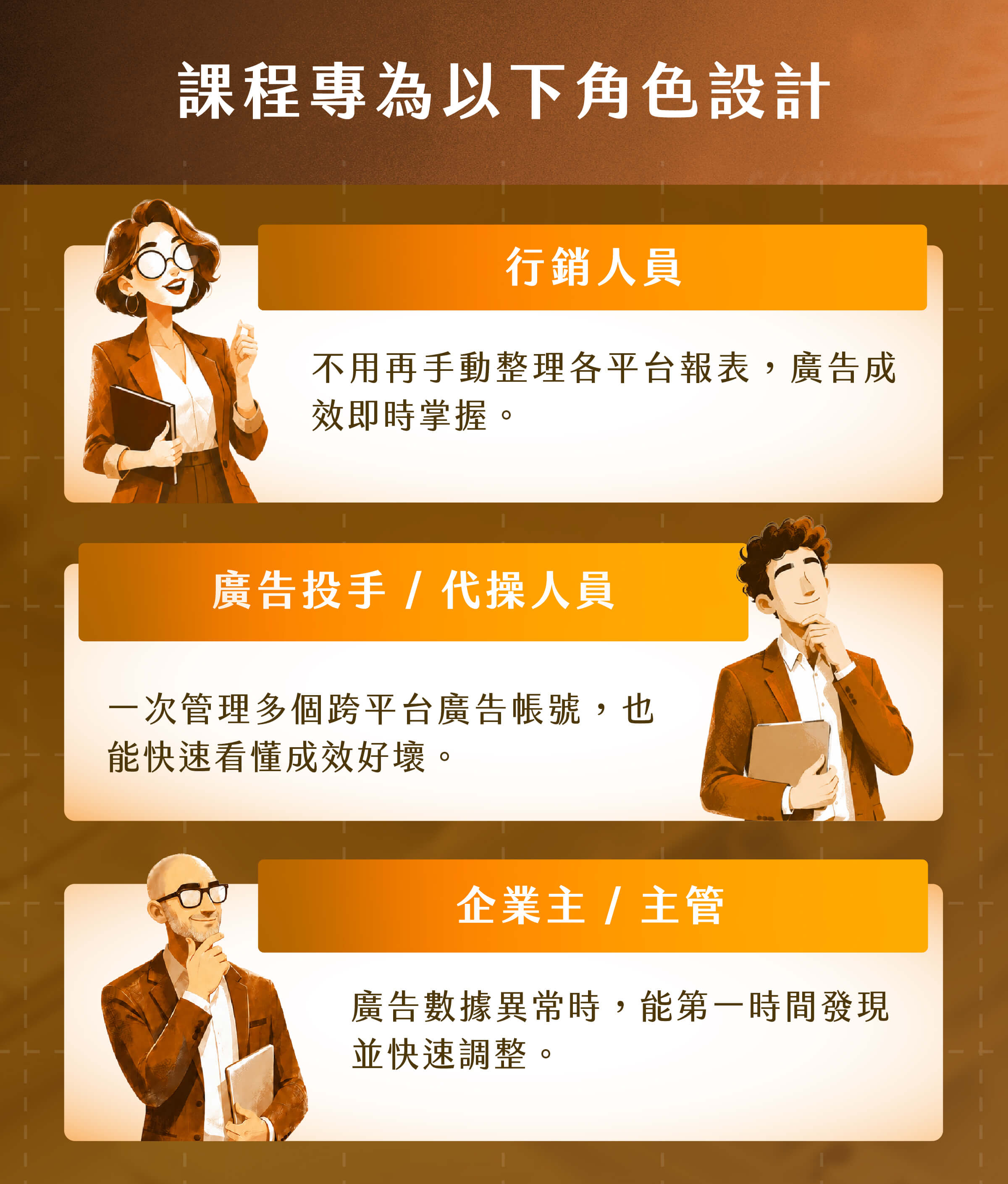 行銷人員 ​​​​｜廣告投手 / 代操人員｜企業主 / 主管