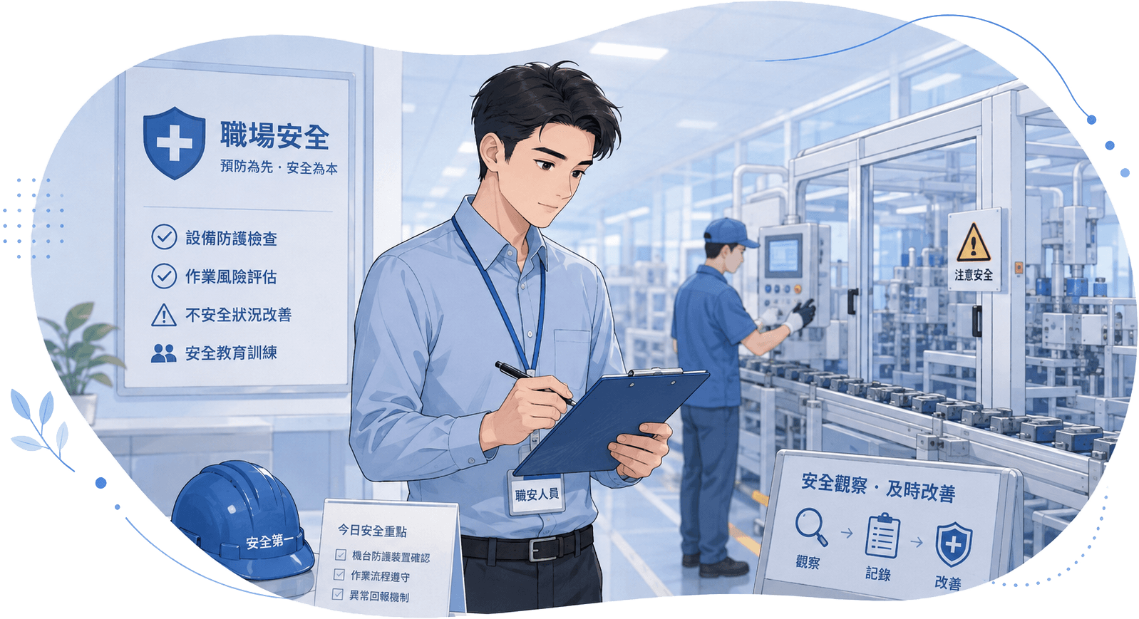 負責職場安全的職安人員進行現場安全觀察與紀錄