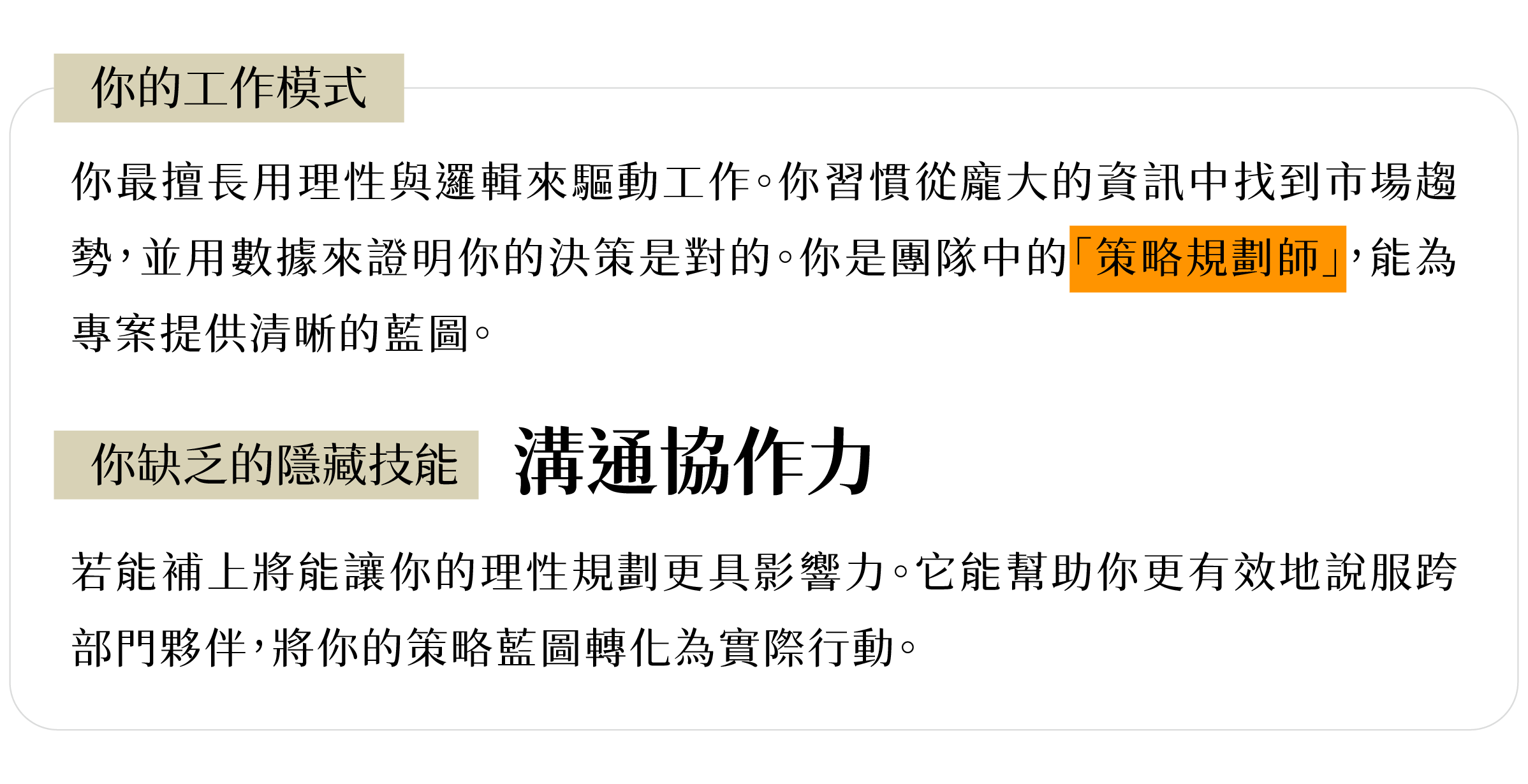 各項能力說明｜理智分析型